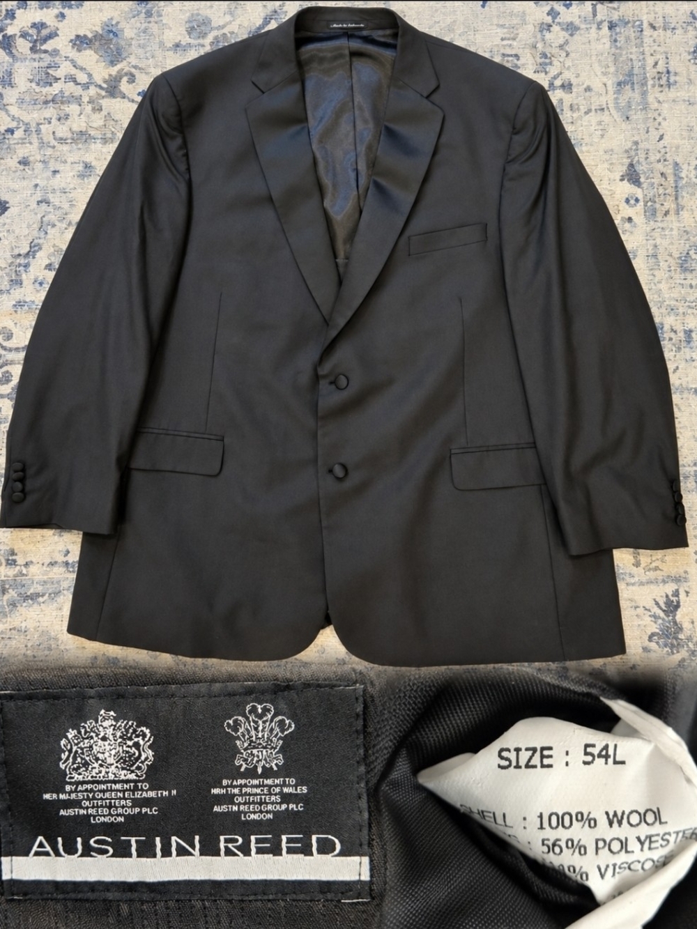 Austin Reed Men's Black Wool Blazer - Classic Two-Button